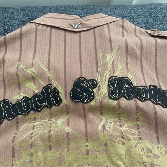 Fender Rock & Roll Religion Men’s Button Shirt Brown Flip Cuffs Epaulets Size L - Picture 9 of 11